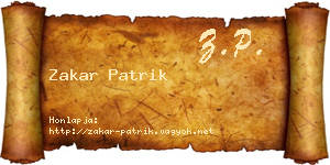 Zakar Patrik névjegykártya
